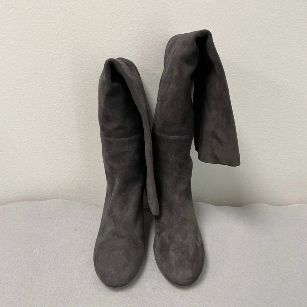 Stuart Weitzman The Eloise 75 Knee High‎ Boots Womens 9 Slate Gray Suede Block